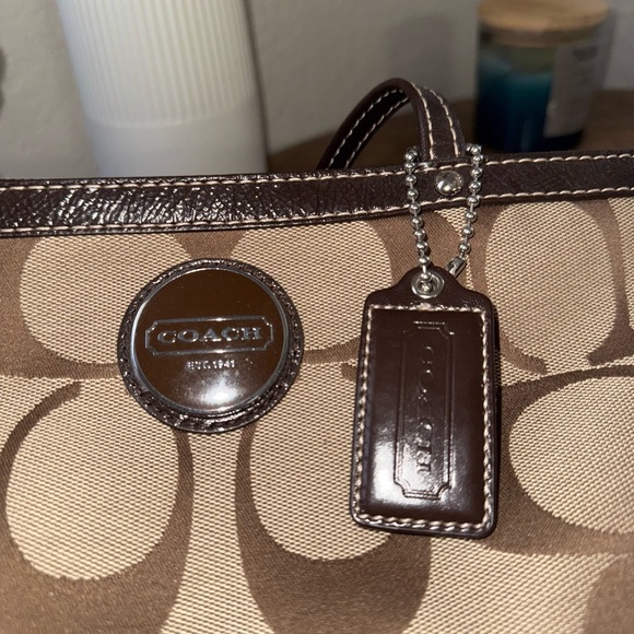 Coach Tan and Brown Signature Tote - Picture 2 of 5